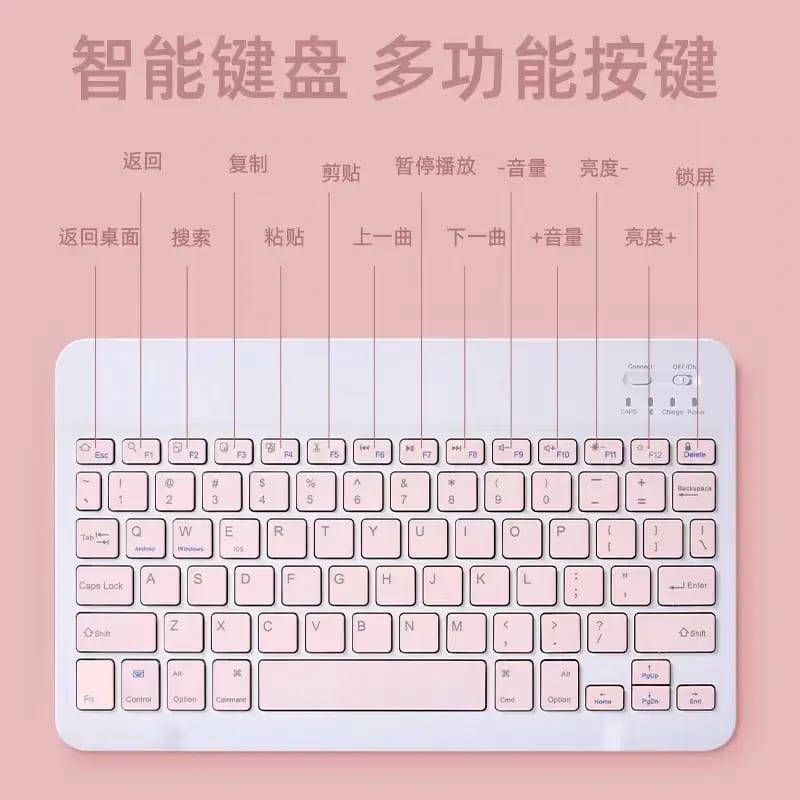 Wireless Bluetooth keyboard set for Android, Apple, Beige, Backlit, Universal