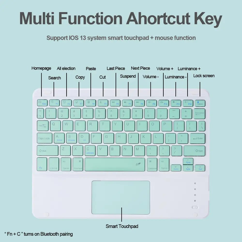 Wireless Bluetooth keyboard set for Android, Apple, Beige, Backlit, Universal