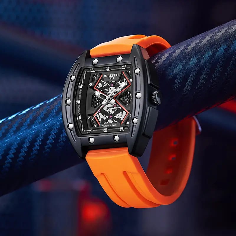 Luxury RM-Style Skeleton Tonneau Watch for Men – Sport Rubber Strap Edition watch