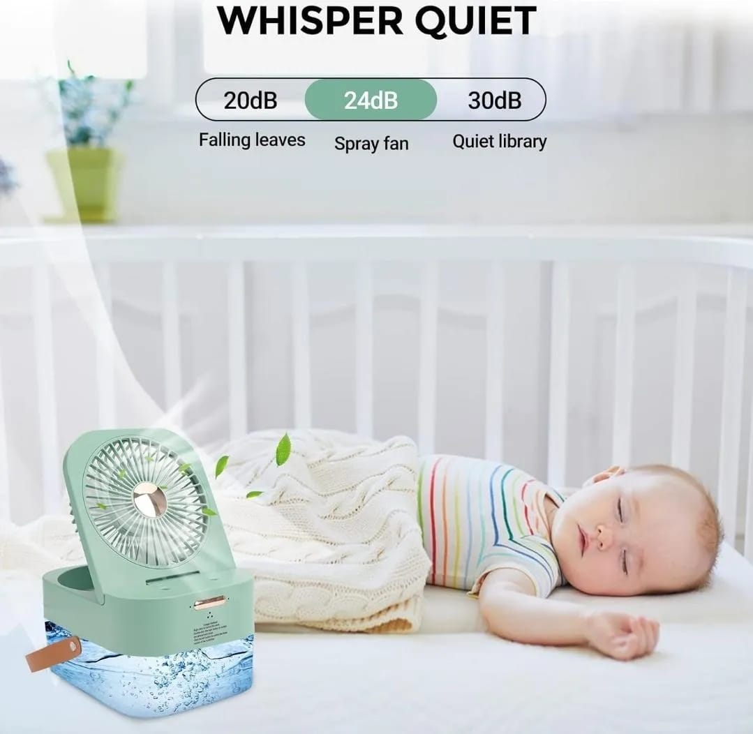 Sleek Portable USB Fan with Humidifier &amp; Ambient Light