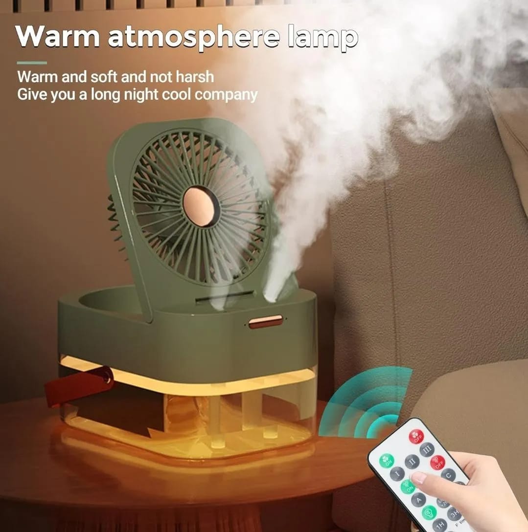 Sleek Portable USB Fan with Humidifier &amp; Ambient Light
