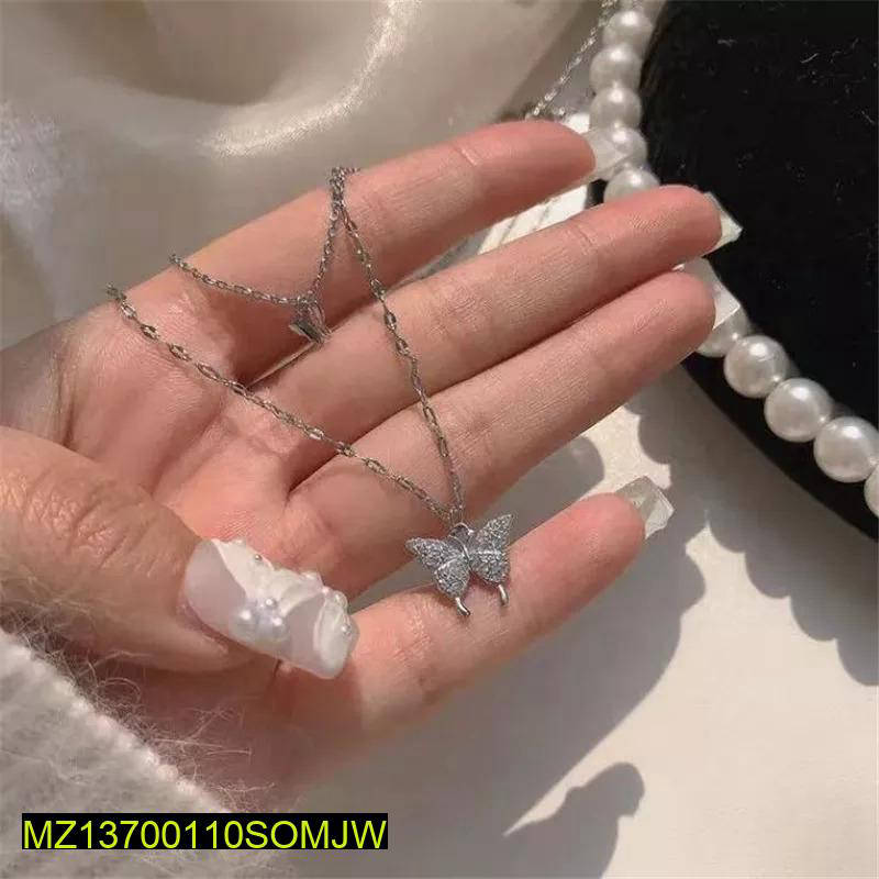 Elegant Double-Layer Butterfly Pendant Necklace