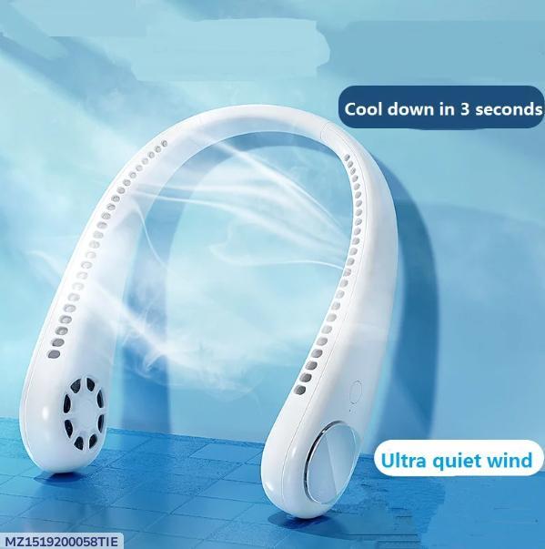 Sleek Portable USB Neck Fan with Humidifier &amp; Ambient Light