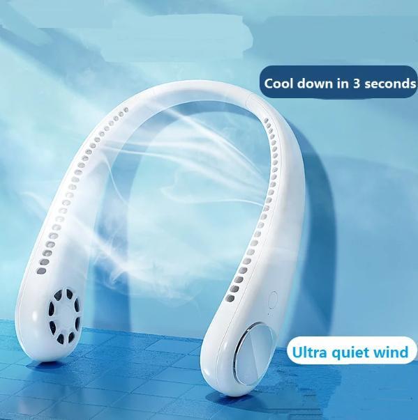 Sleek Portable USB Neck Fan with Humidifier &amp; Ambient Light