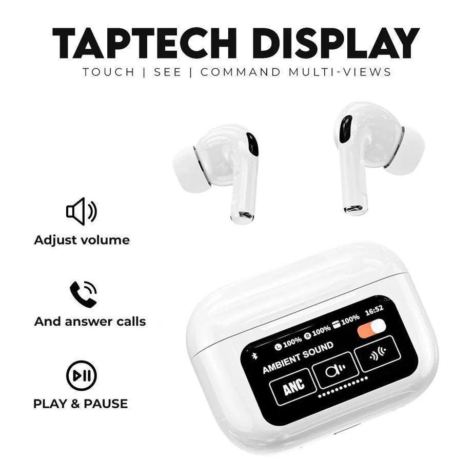 TapTech Display Wireless Earbuds with Smart Touchscreen Case