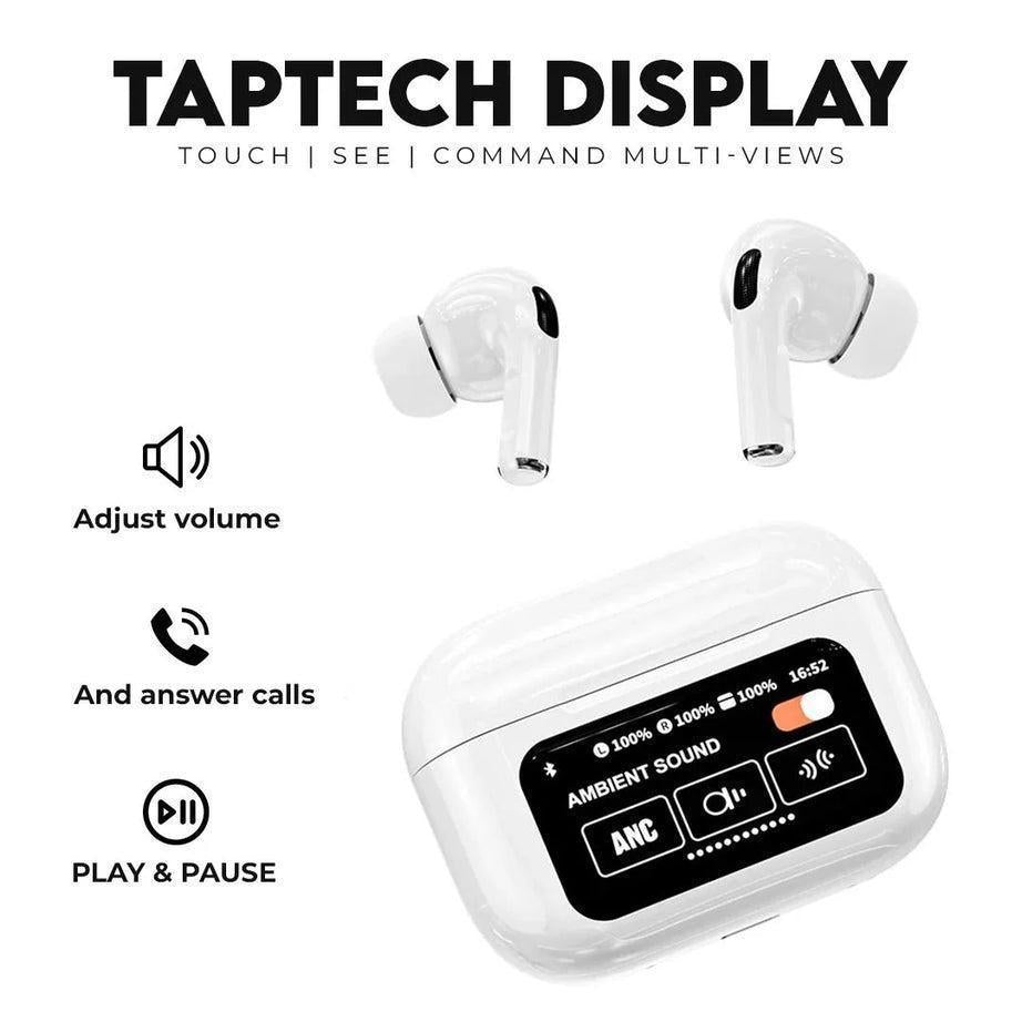 TapTech Display Wireless Earbuds with Smart Touchscreen Case