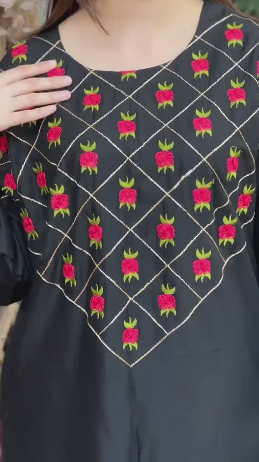 Women's Stitched Linen Embroidered suit